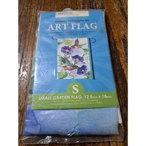New Rain or Shine Outdoor Art Small Garden Flag Hummingbird Flowers 12.5"x18"